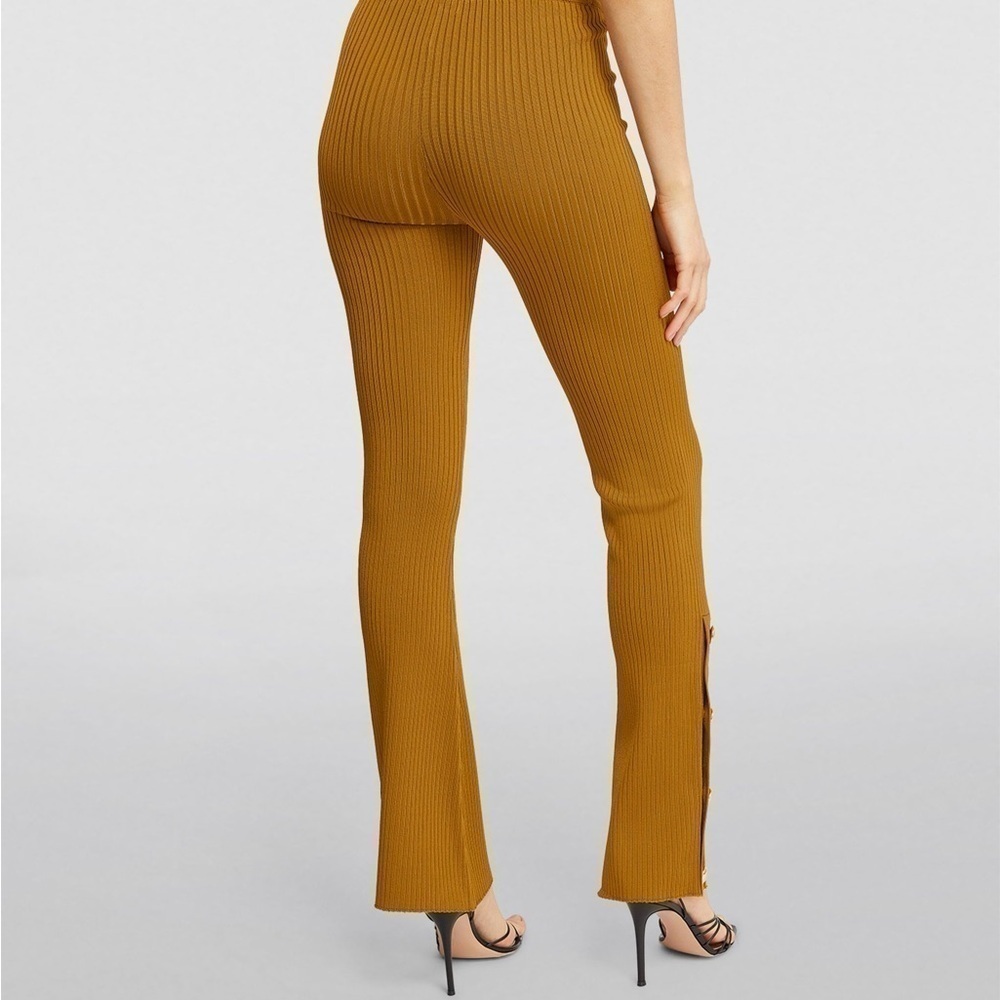 NWT Good American Plaited Rib Boss Flare Goldenrod pants - Picture 5 of 10